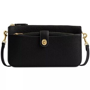 EUC/LIKE NEW COACH NOA Pop Up Leather Crossbody Messenger Clutch Purse In Black